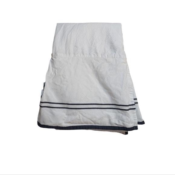 Pottery Barn Crib Skirt Cotton Black Stripe Nautical Preppy Traditional Neutral - Picture 1 of 9